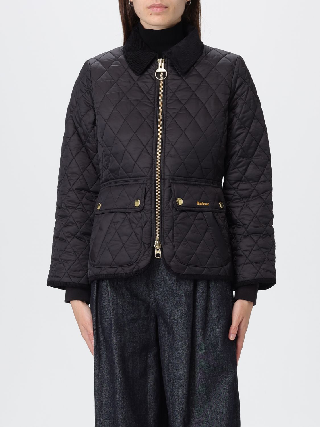 Barbour Quilted Jacket With Long Sleeves And Pockets In Multi