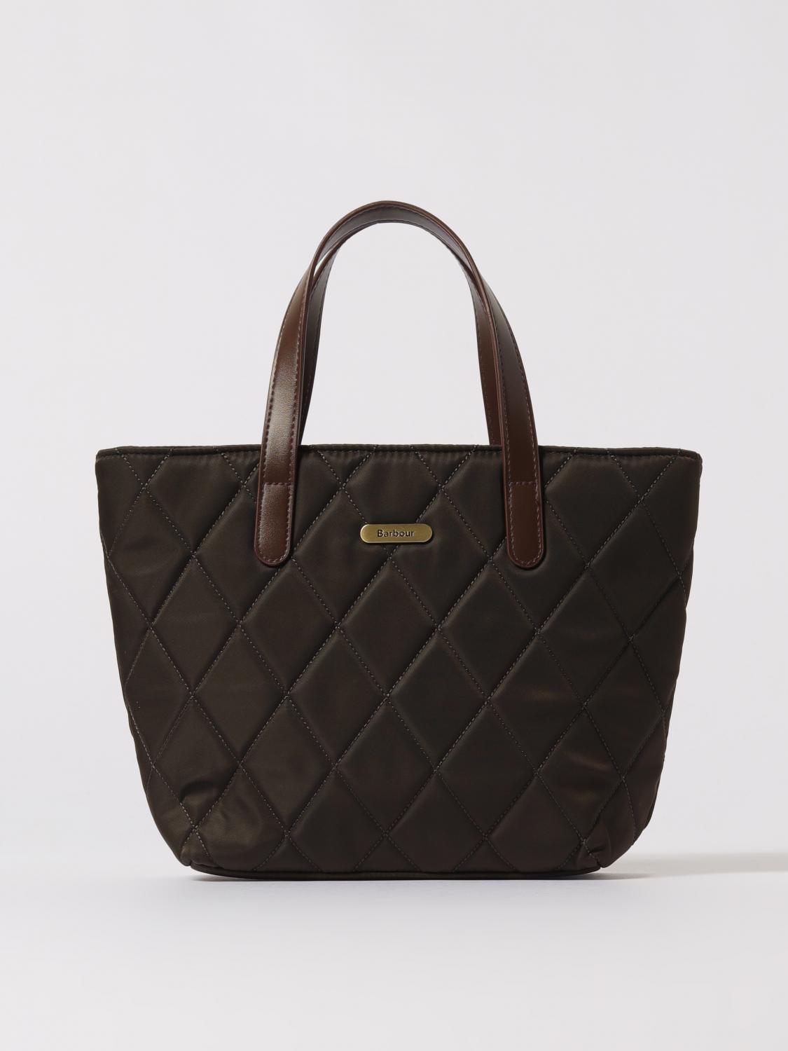Barbour Mini Quilted Nylon Tote In Green