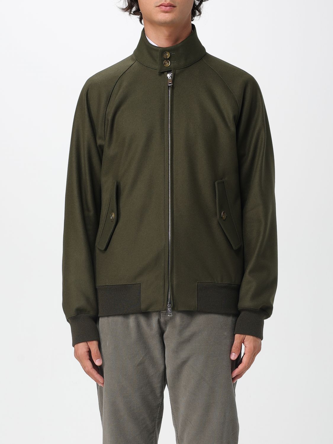 Baracuta Melton G9 Jacket With Double-slider Zipper In Green