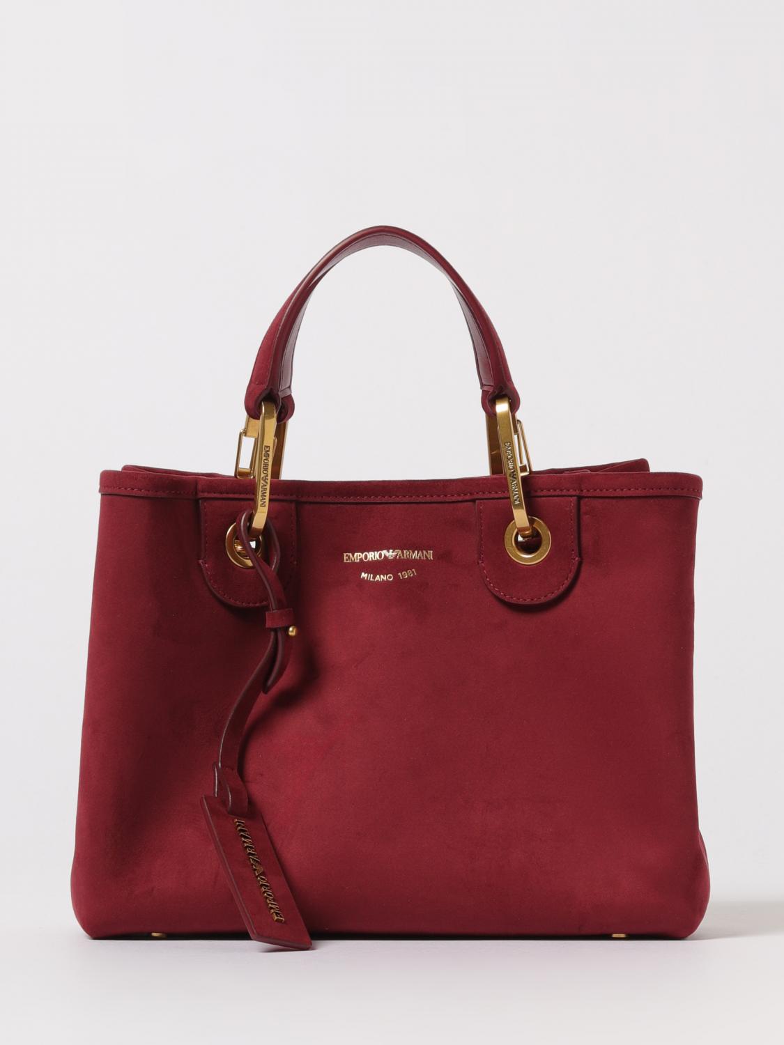 Emporio Armani Tote Bag Mit Logo-schriftzug In Burgundy