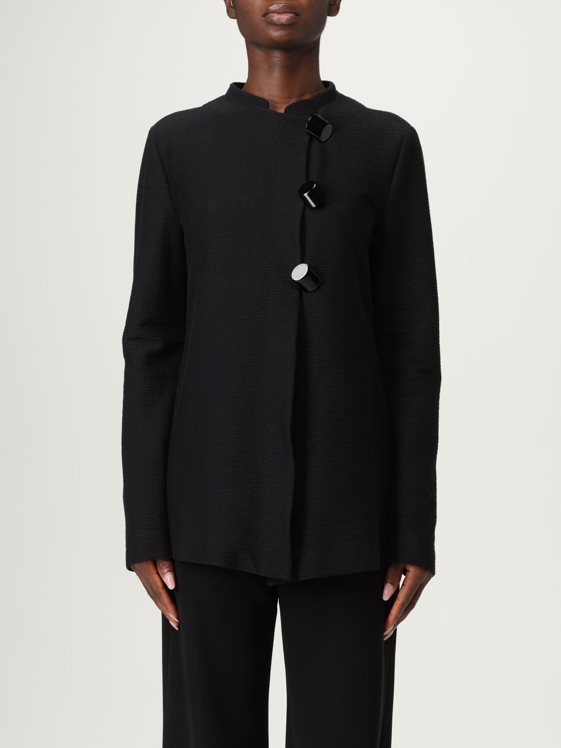 Emporio Armani Long Sleeve Casual Jacket In Black