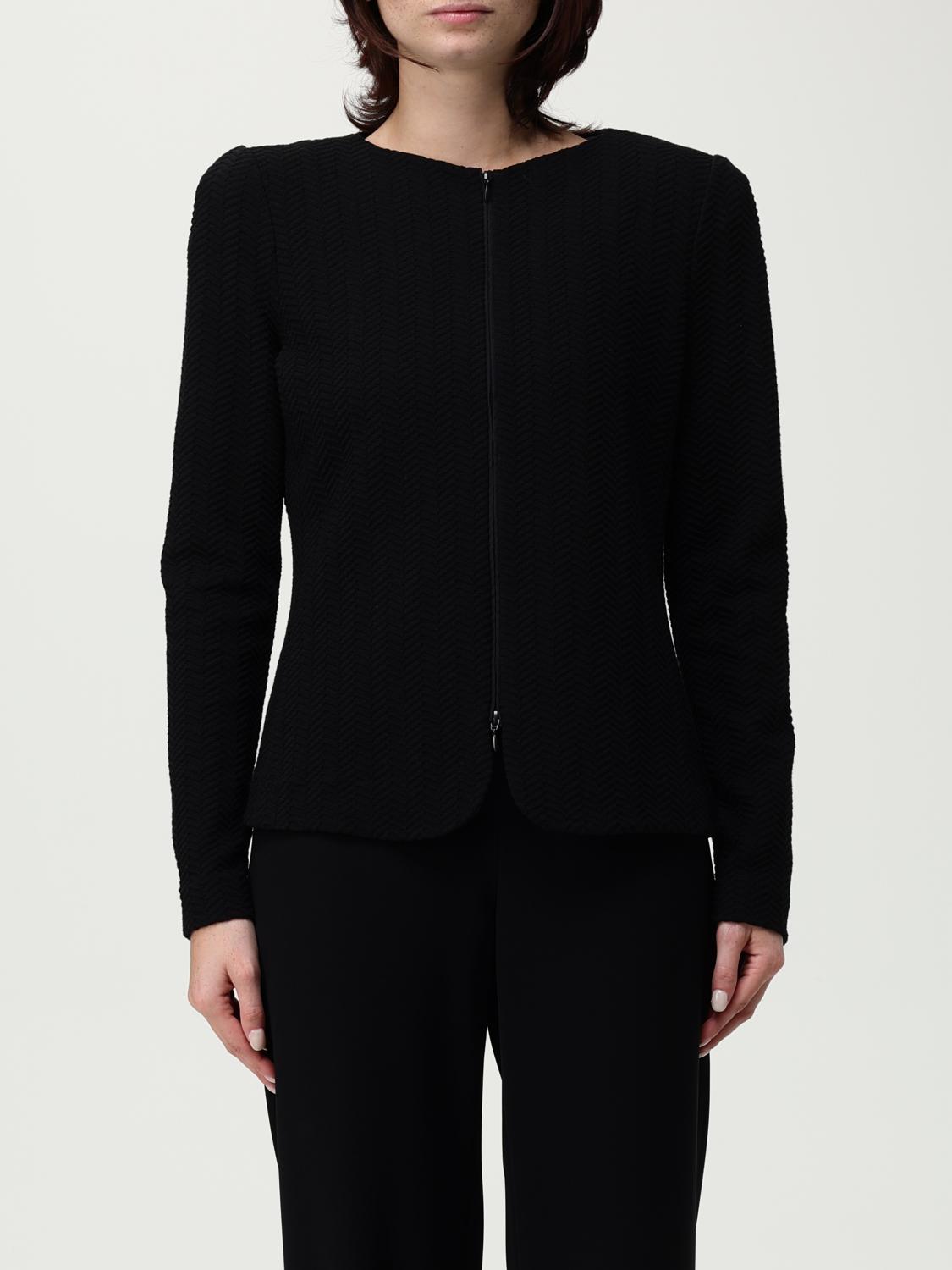 Emporio Armani Milano Stitch Shoulder Pads Jacket In Black