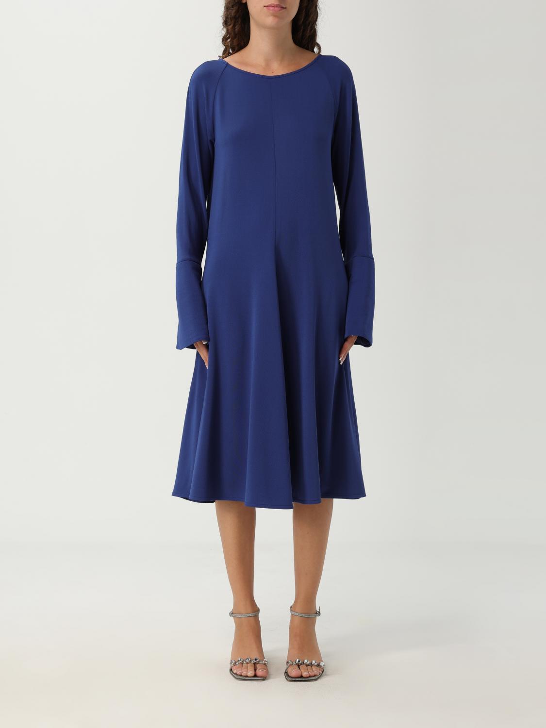 Emporio Armani Crepe Jersey Flared Dress In Blue