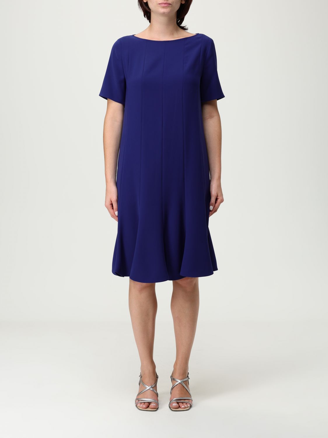 Emporio Armani Short-sleeve Flared Dress In Blue