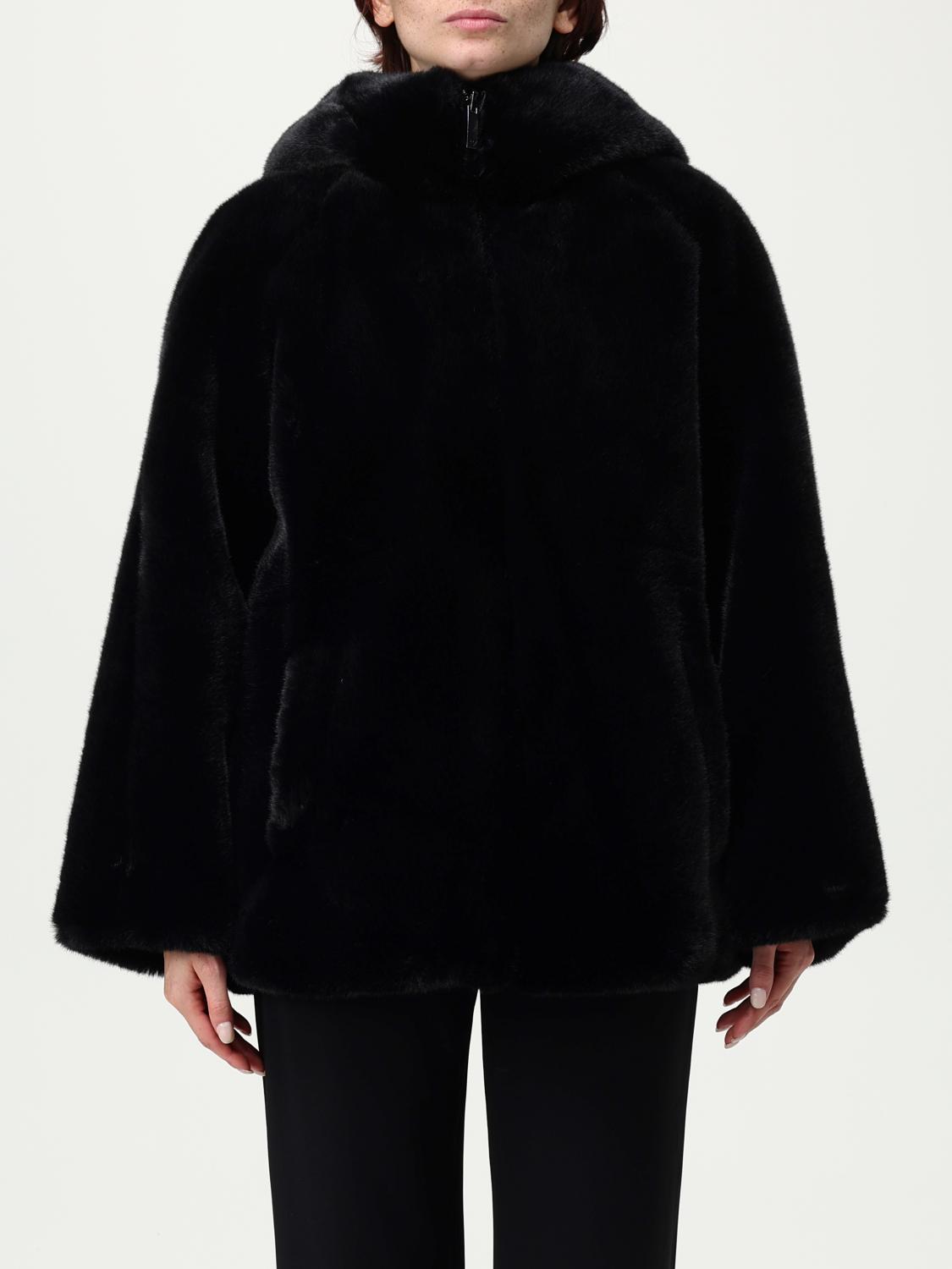 Emporio Armani Faux Fur And Nylon Reversible Jacket In Black