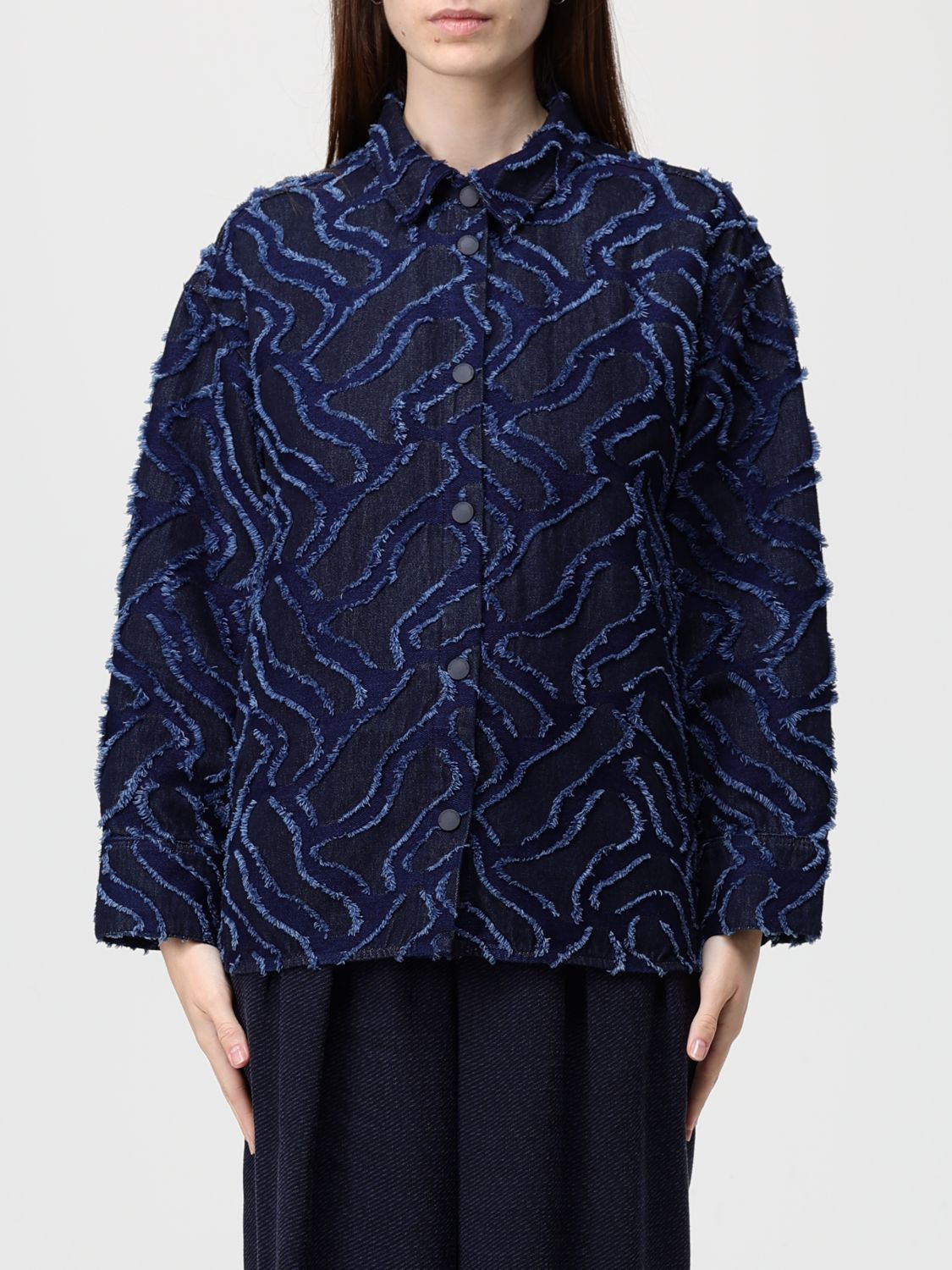 Emporio Armani Cotton Jacket In Blue