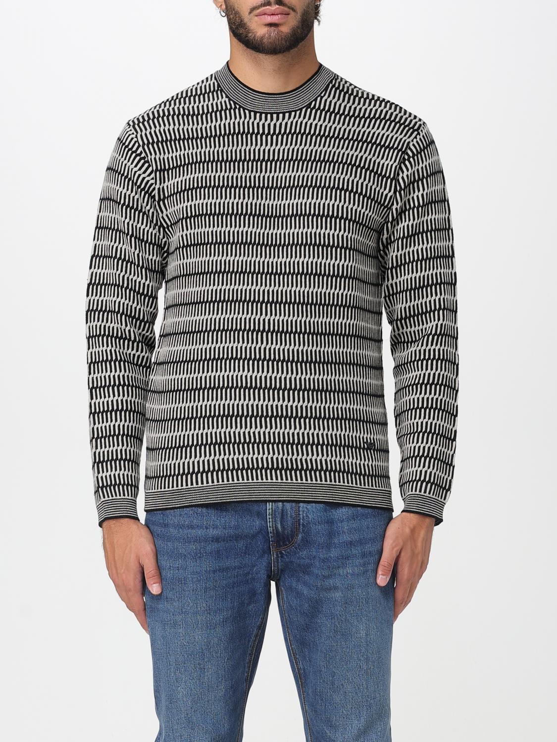 Emporio Armani Eagles Motif Jacquard Wool Sweater In Multi