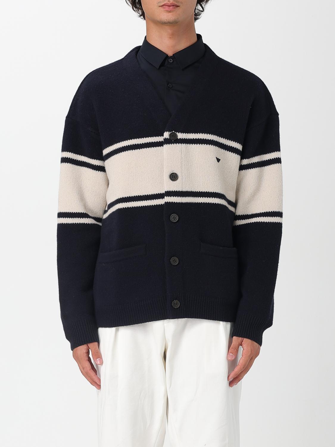 Emporio Armani Wool V-necked Cardigan In Multi