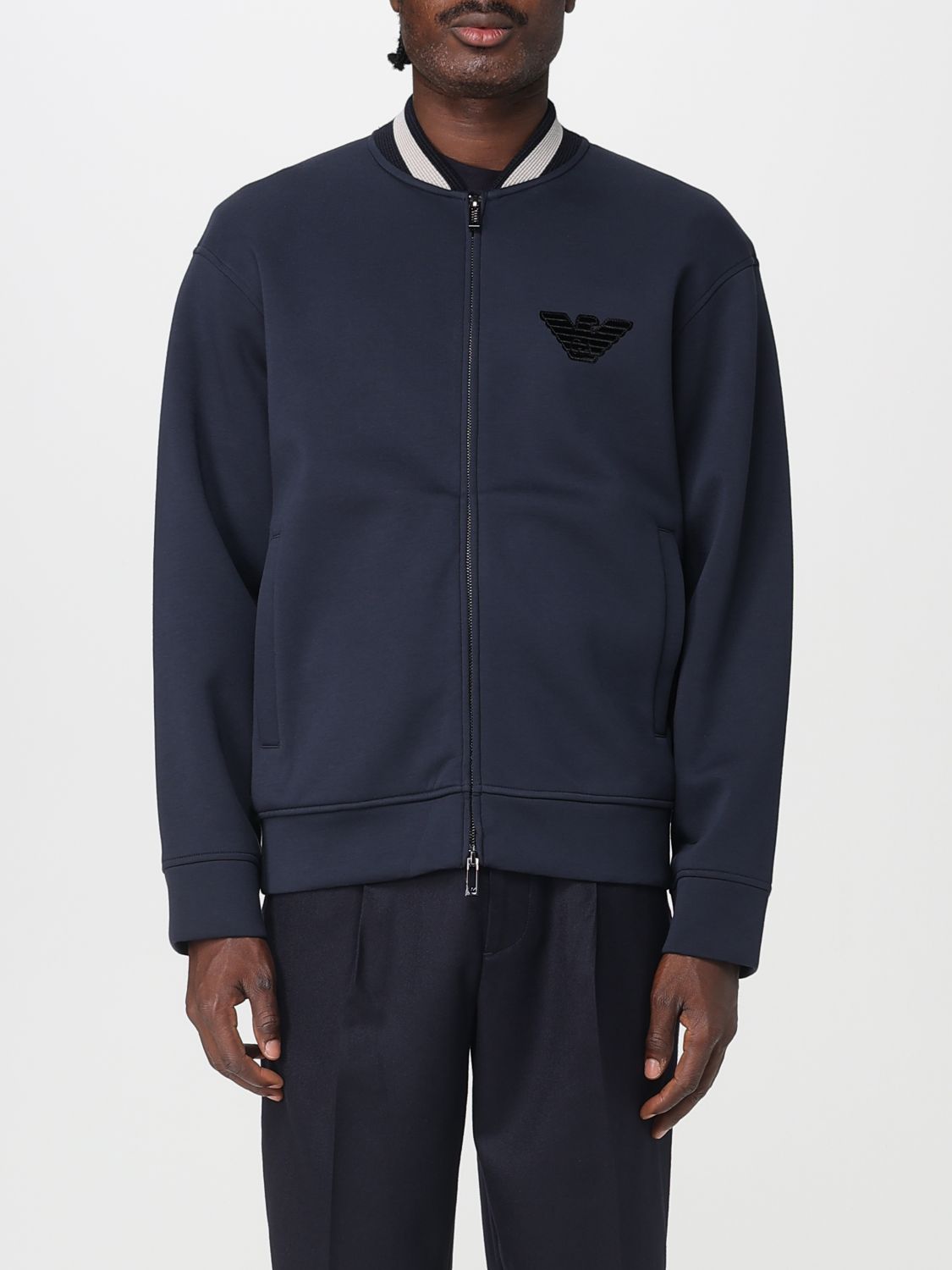 Emporio Armani Felpa Bomber Blu Navy In Blue