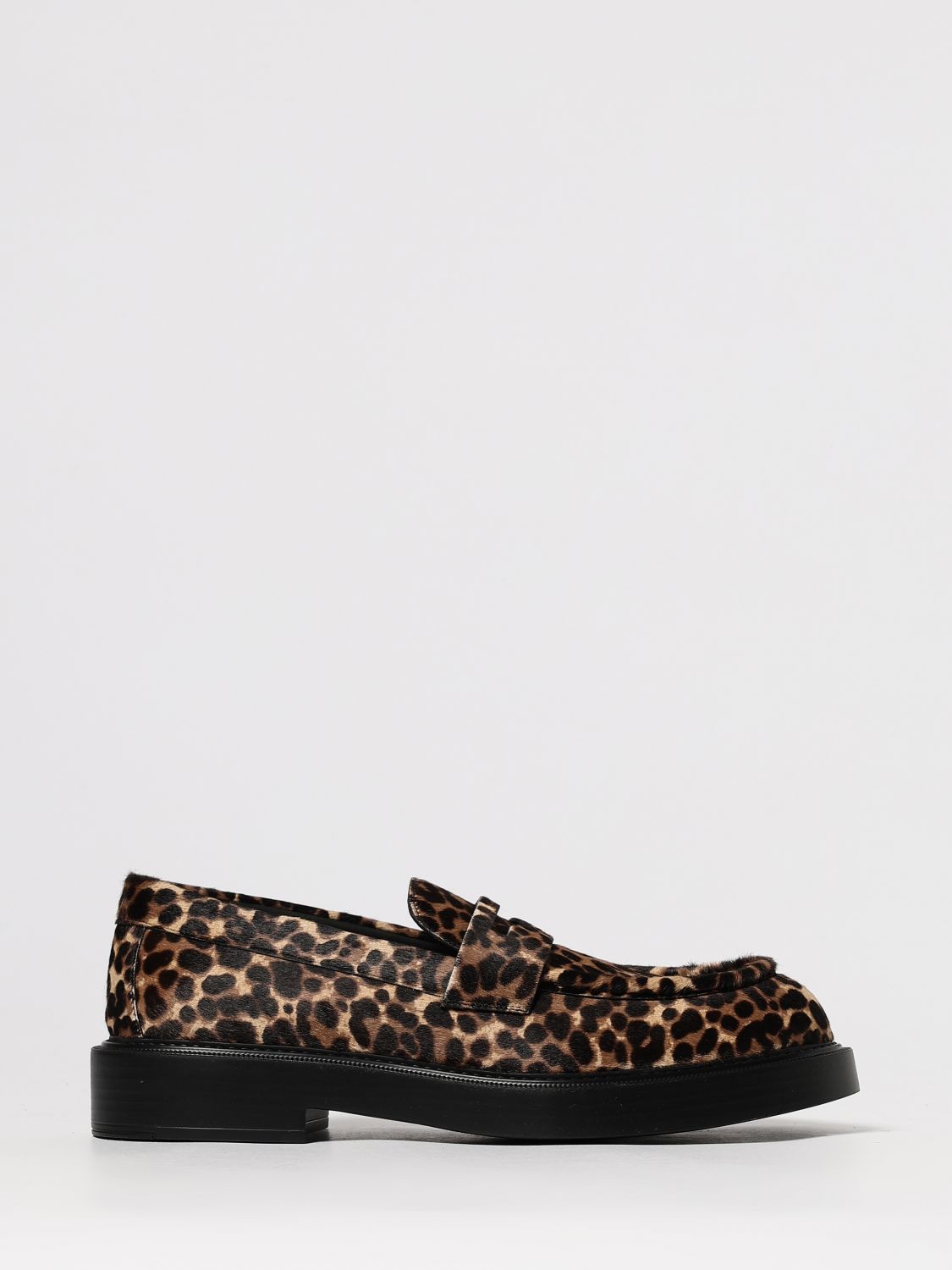 Emporio Armani Animal Print Low Block Heel Loafers In Animal Print
