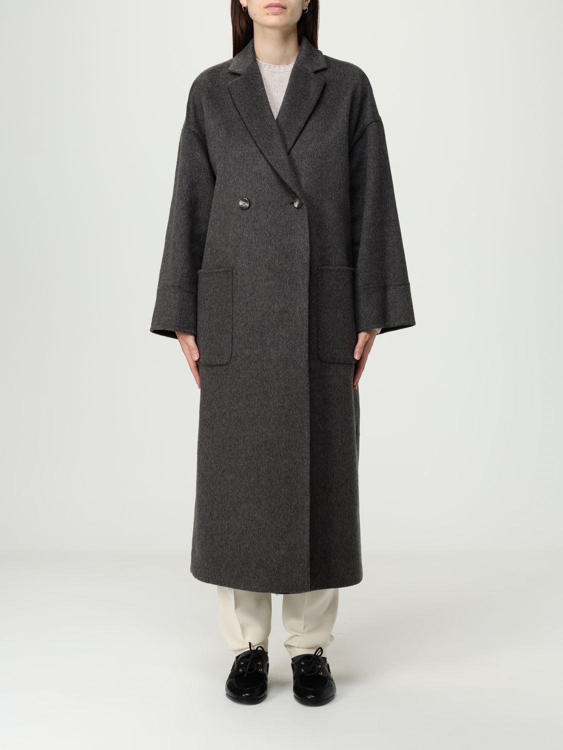 Agnona Double-breasted Patch-pocket Coat In Multi