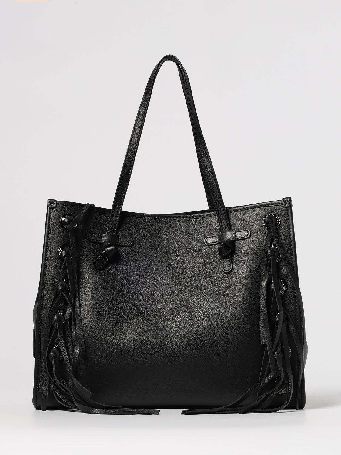 Gianni Chiarini Marcella Black Leather Bag With Fringes In Black