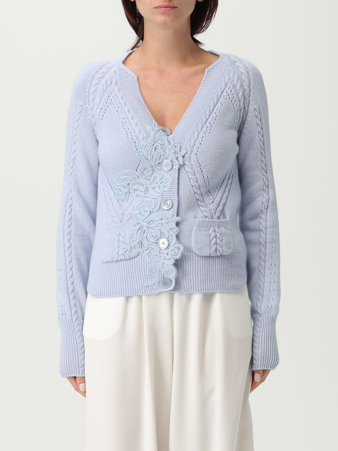 Ermanno Scervino Life Cardigan  Woman Color Gnawed Blue In Blue