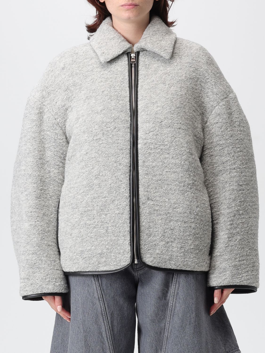 Jw Anderson Contrast Trim Casual Jacket Light Grey Melange In Gray