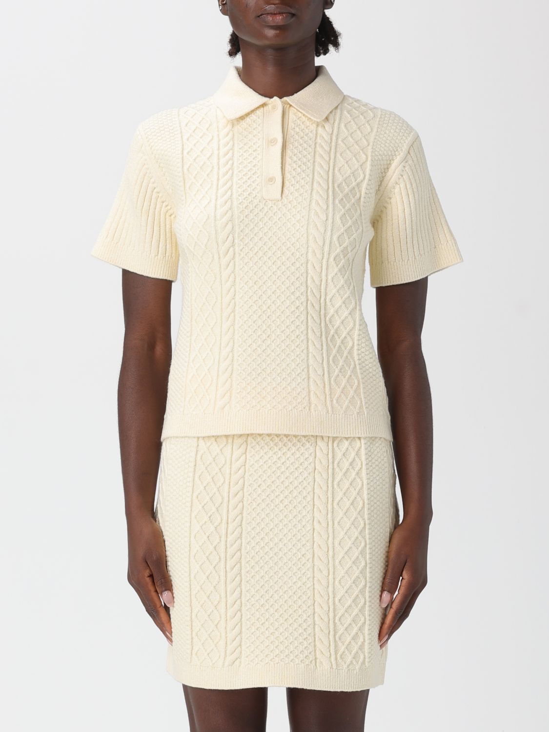 Jw Anderson Polo Shirt  Woman Color Ecru In Transparent
