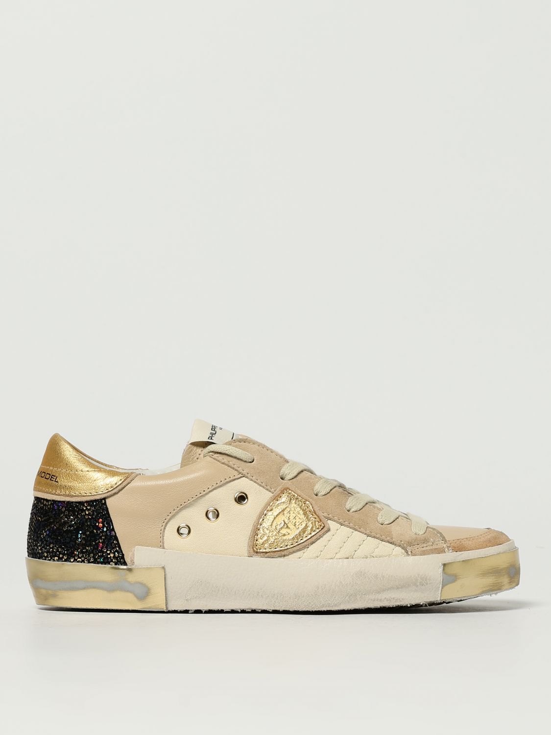 Philippe Model Logo-patch Round-toe Sneakers In Sand