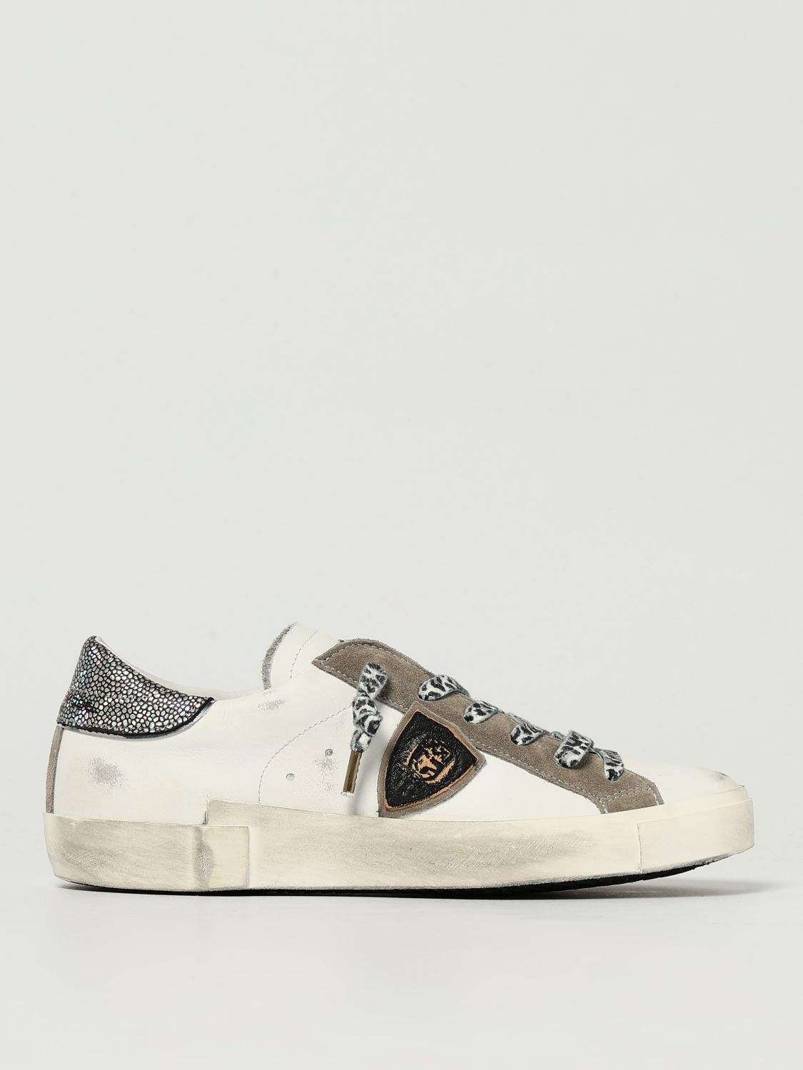 Philippe Model Prsx Low Sneakers In White Leather In White