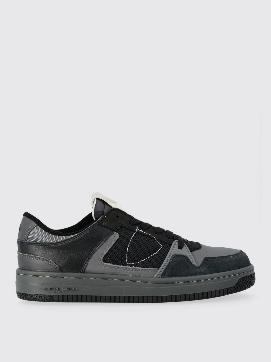 Philippe Model Low-top Calfskin And Suede Sneaker In Gray