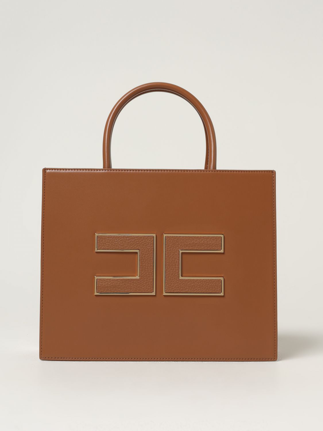 Elisabetta Franchi Borsa Tote Piccola Con Logo Marrone In Brown