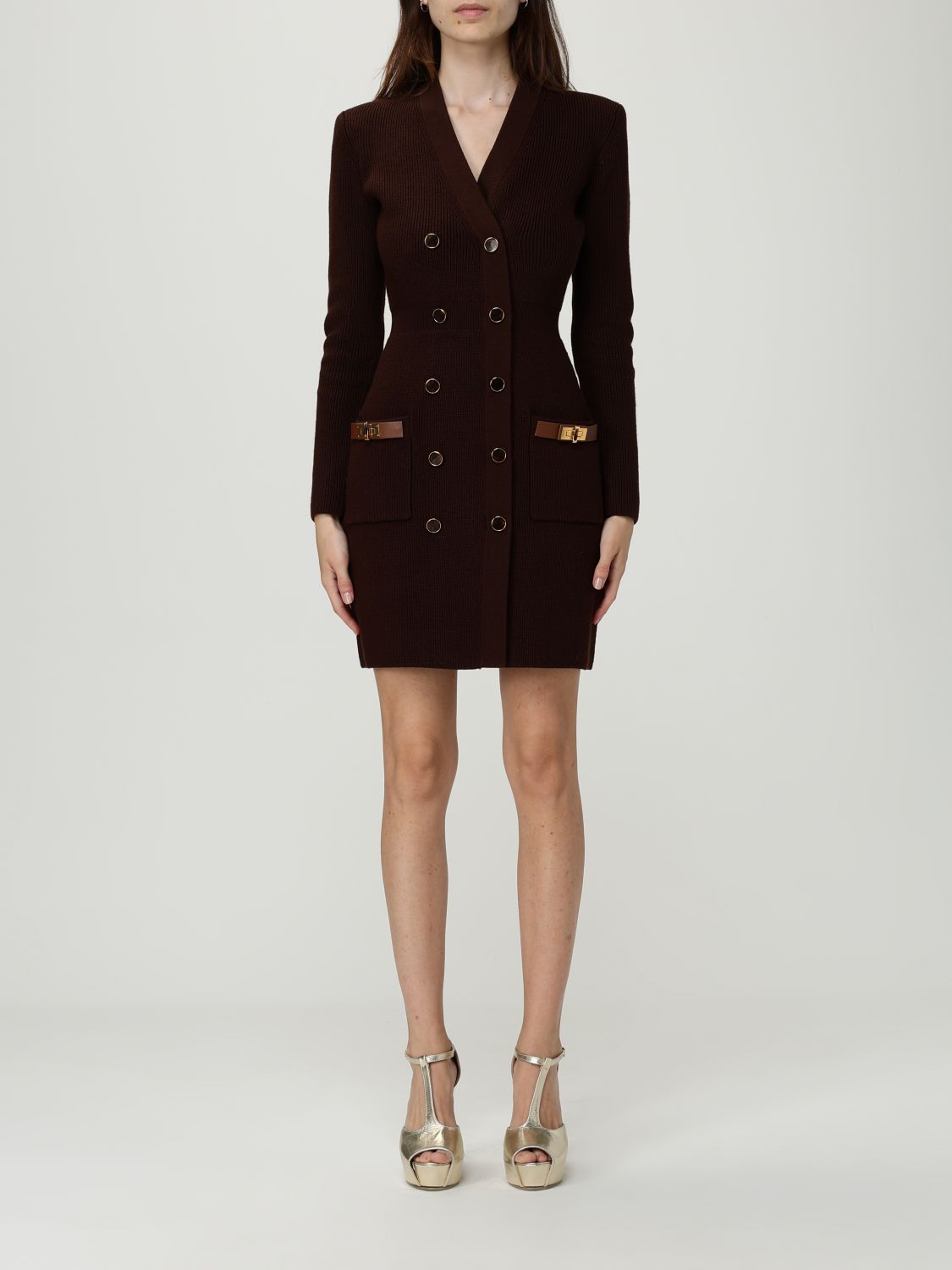 Elisabetta Franchi Dress  Woman Color Brown In Brown