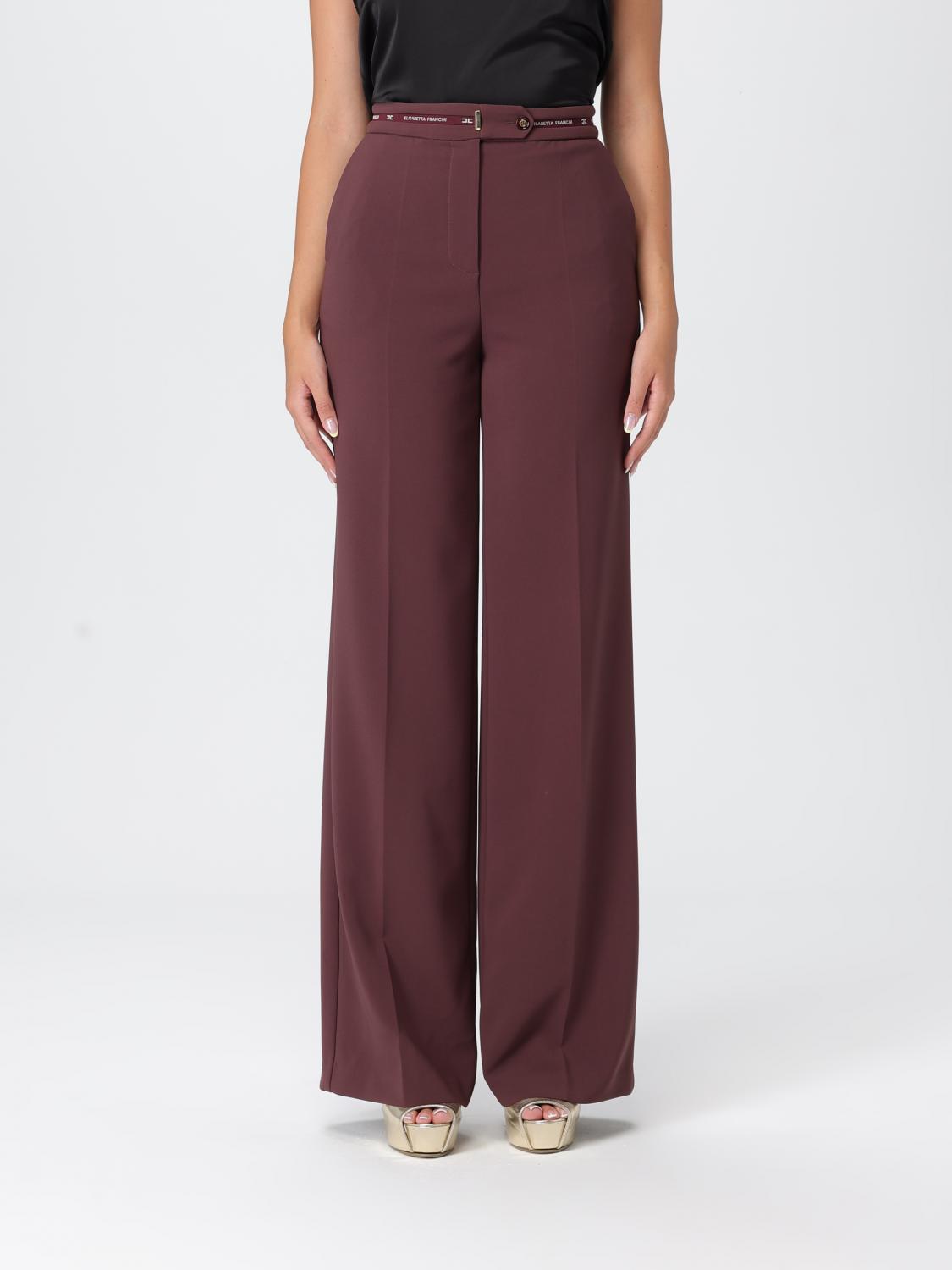 Elisabetta Franchi Pants Woman Color Wine In Brown