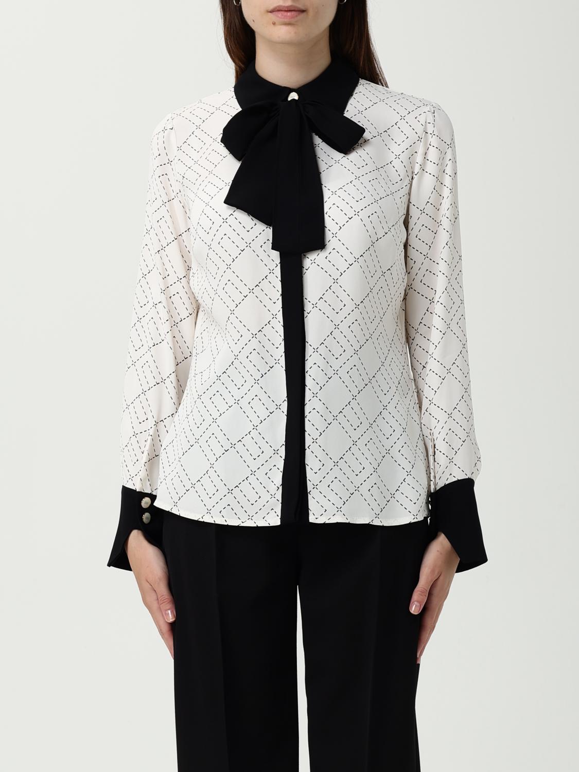 Elisabetta Franchi Casual Geometric Pattern Long Sleeve Top In Multi