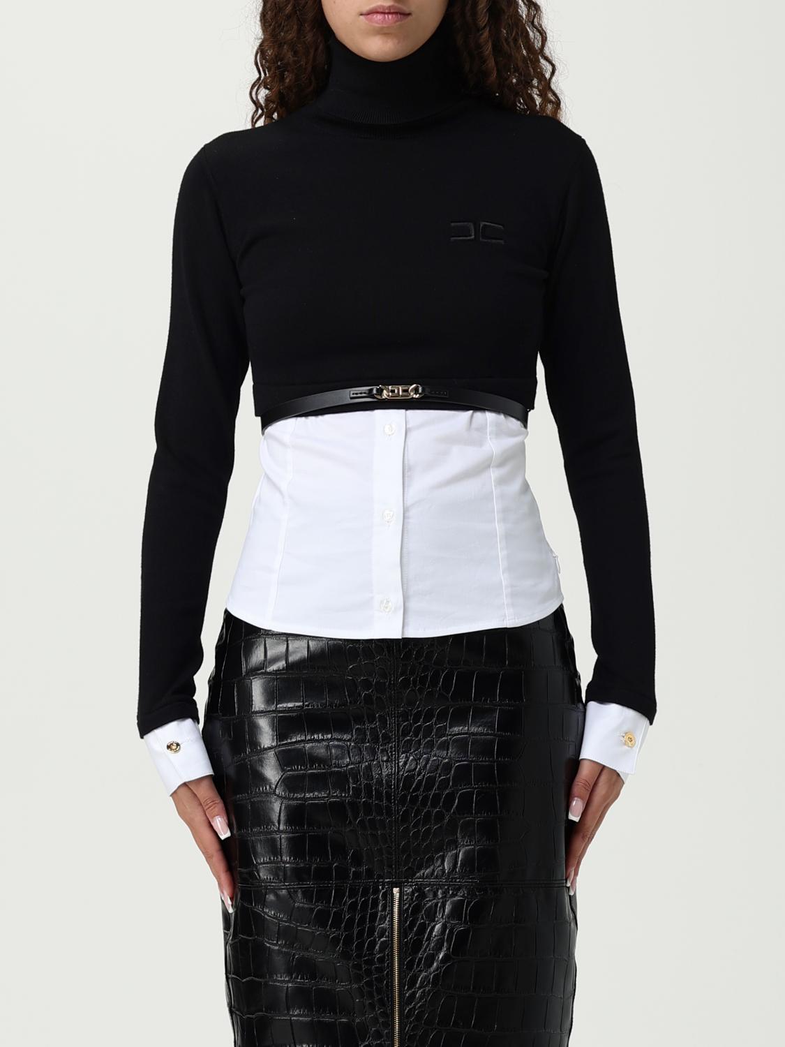 Elisabetta Franchi Womens Knitted Sweater With Belt In Black