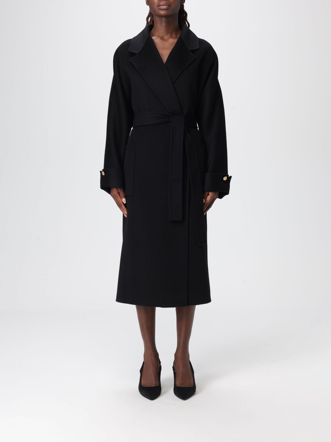 Elisabetta Franchi Coat  Woman Color Black In Black