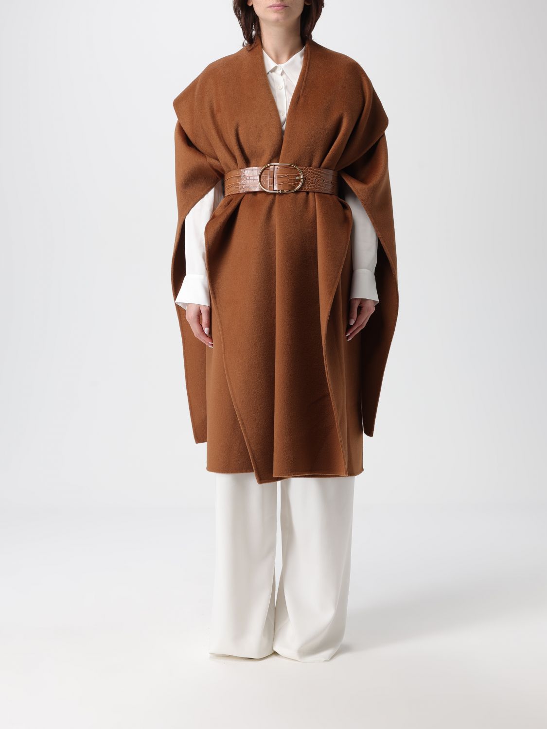 Elisabetta Franchi Coat  Woman Color Brown In Multi
