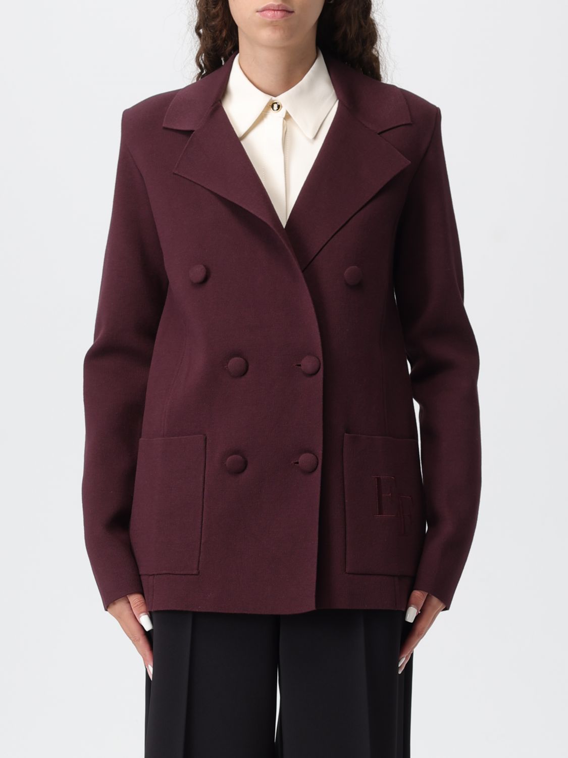 Elisabetta Franchi Blazer Woman Color Wine In Burgundy