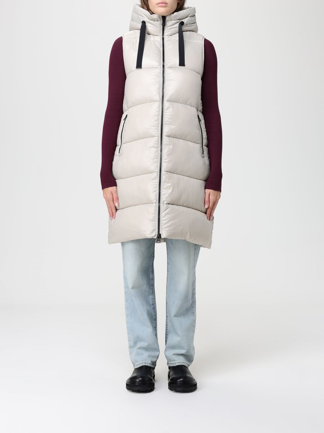Save The Duck Waistcoat Woman Color Beige In Gray