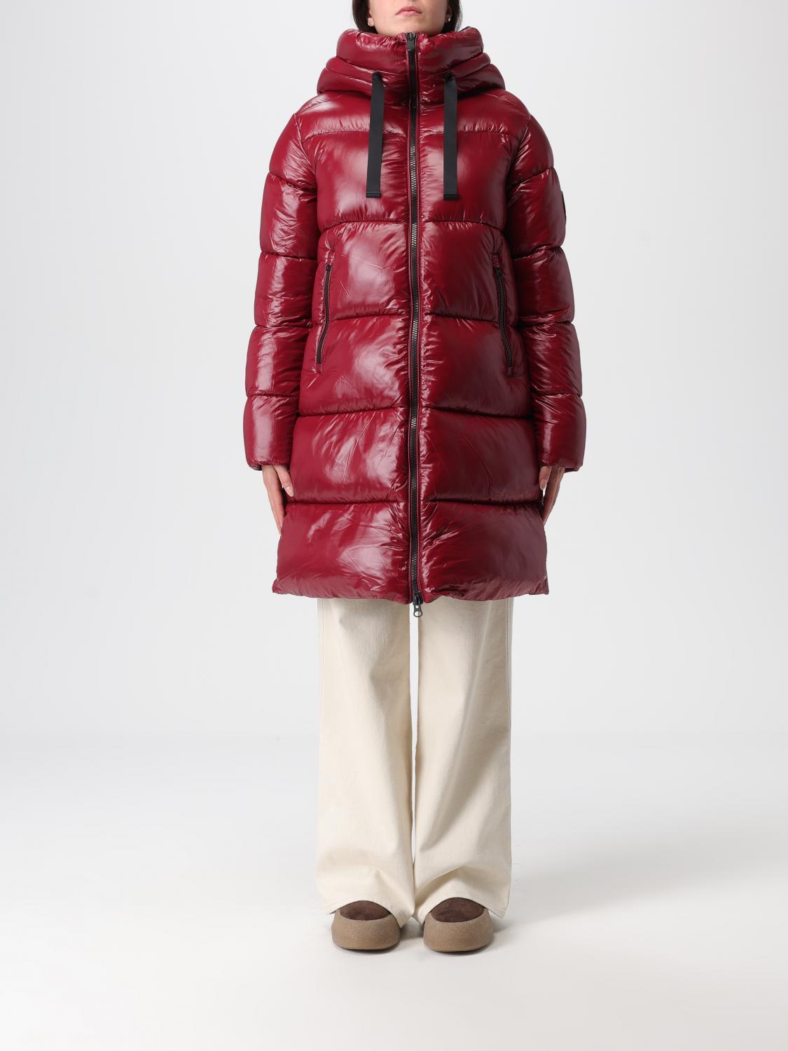 Save The Duck Red Down Jacket Frontal Zip Closure In Red