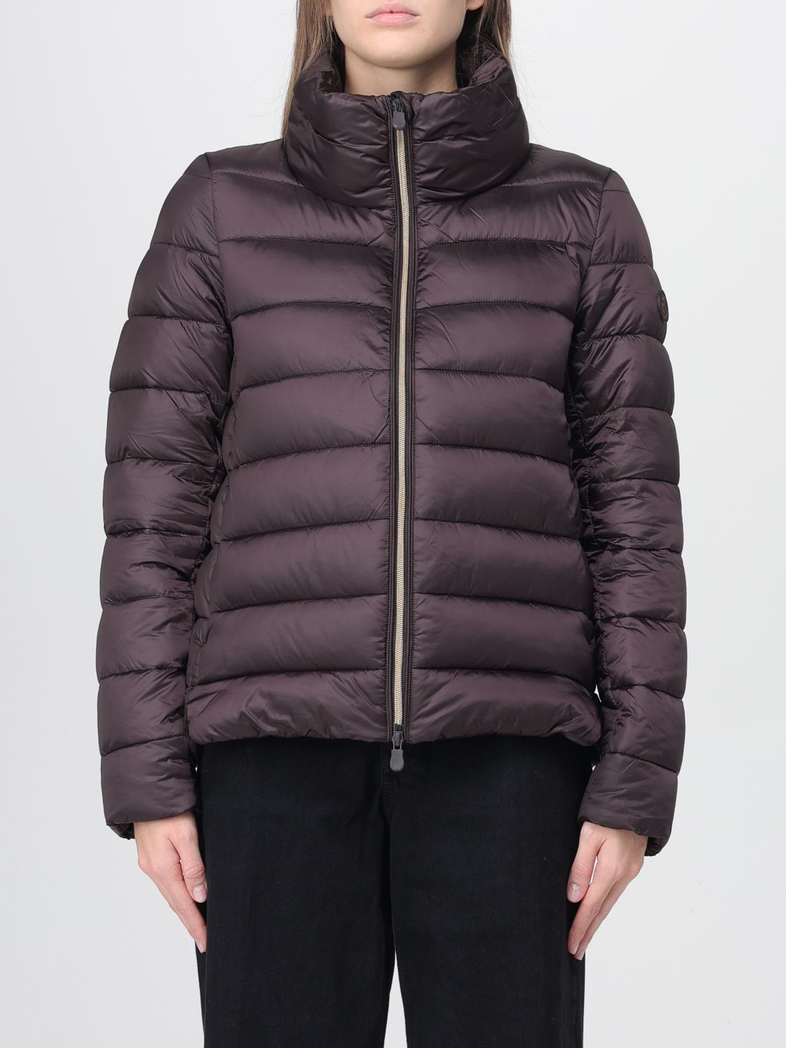 Save The Duck Hooded Zip Coat In Brown