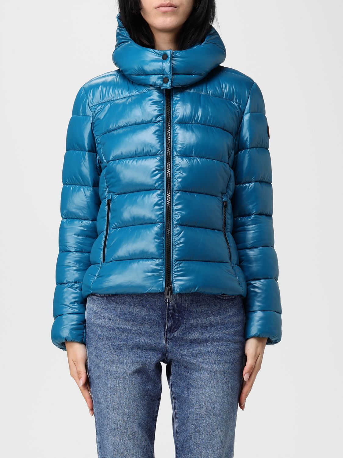 Save The Duck Hooded Padded Jacket In Blue