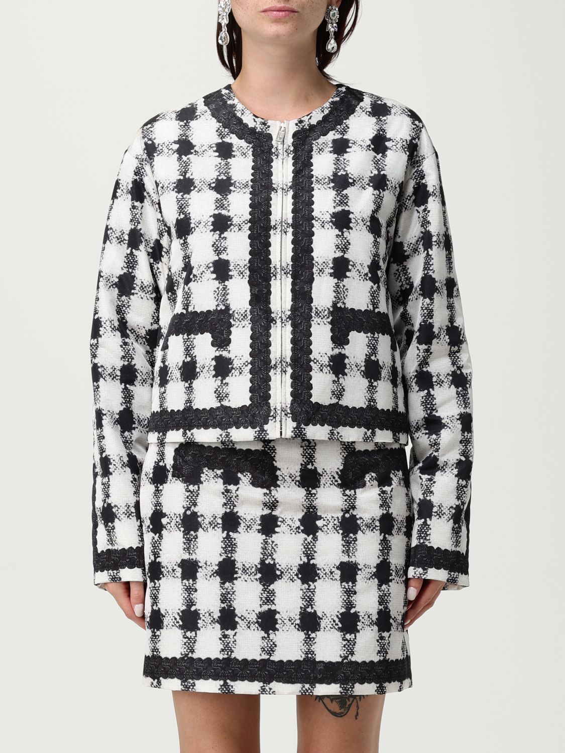 Moschino Textured Fabric Cropped Jacket In Multi
