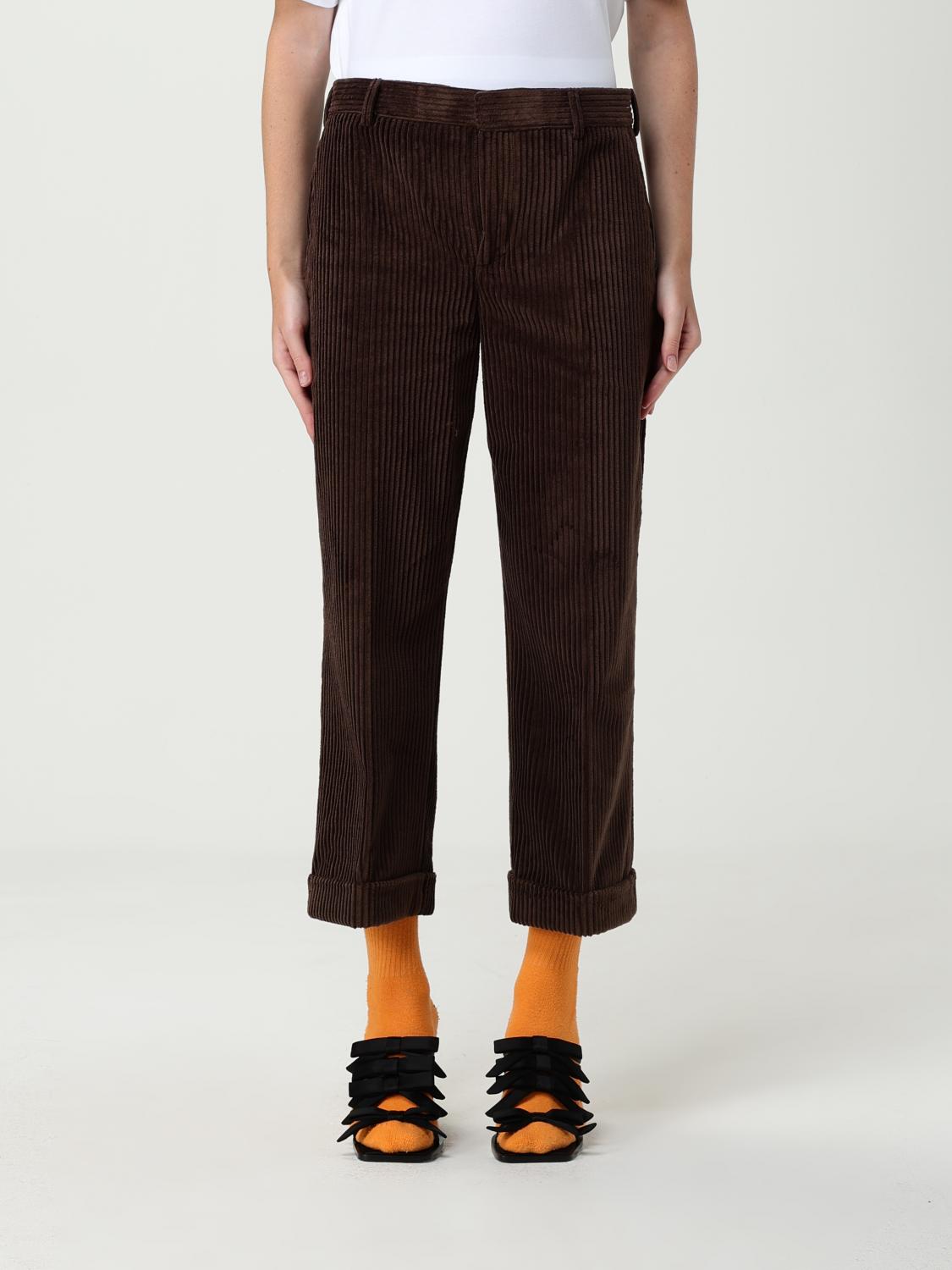 Moschino Corduroy Ribbed Trousers Rolled Hem In Brown