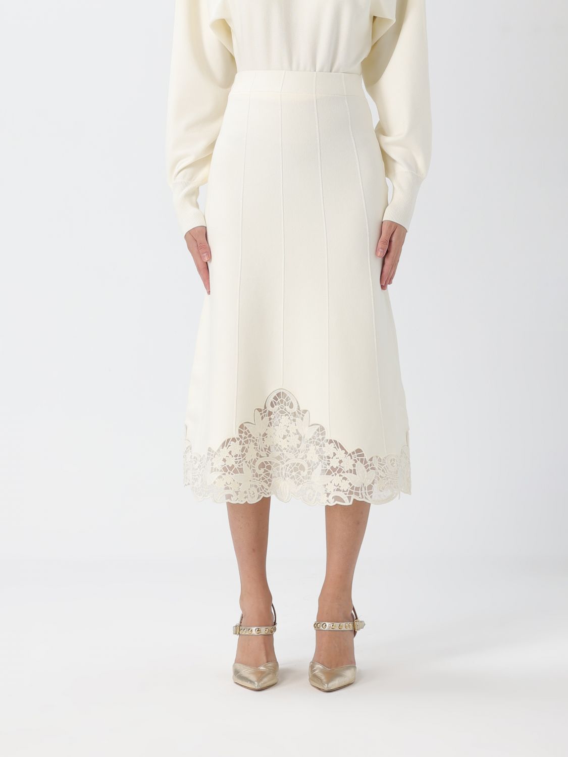 Twinset Tailored Collection Of Skirts With Feminine Silhouettes In Neutral