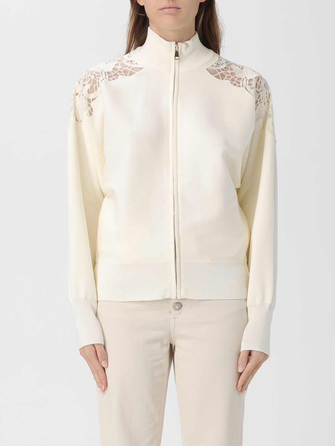 Twinset Sweater  Woman Color White In Animal Print