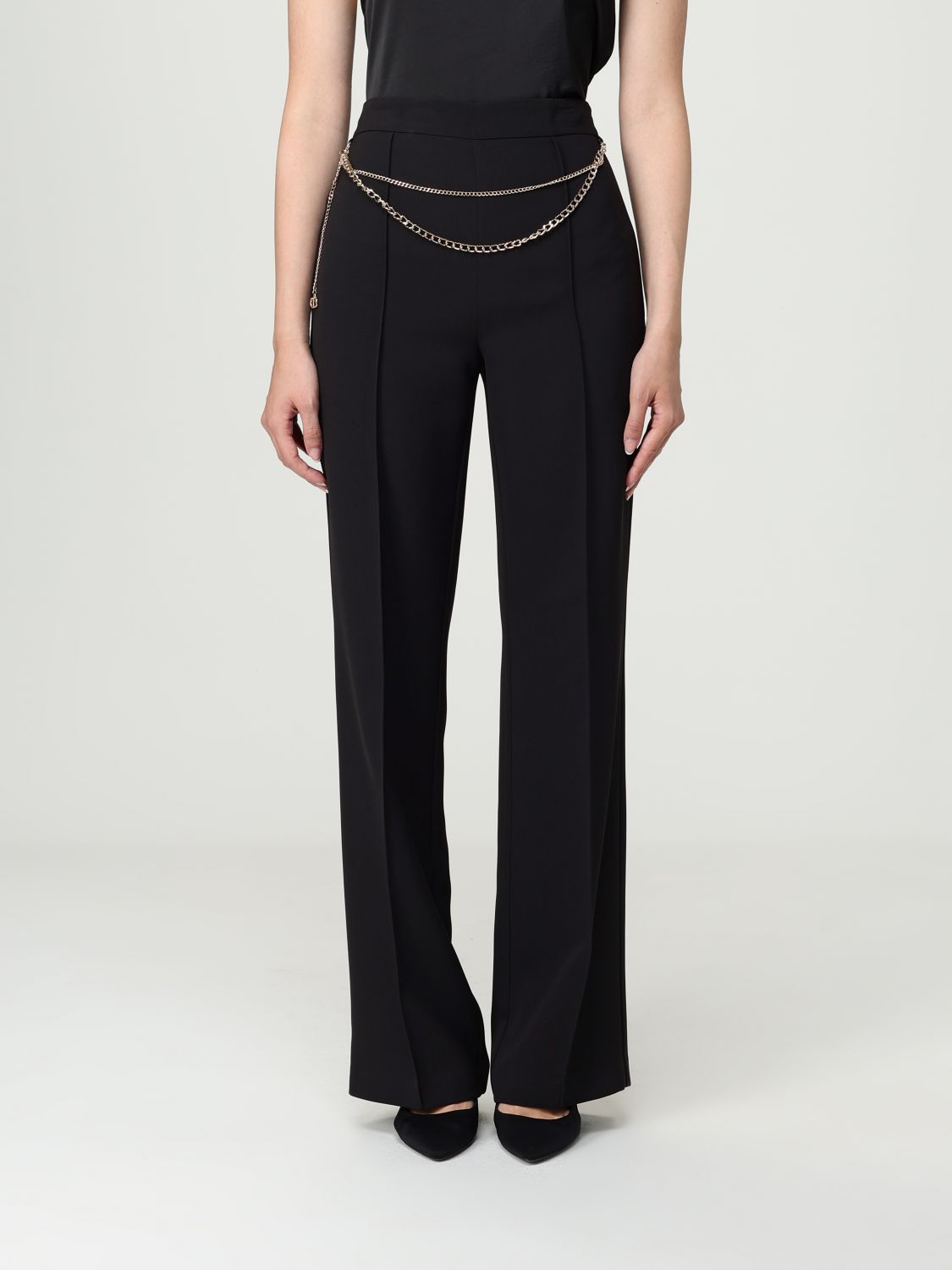 Twinset Pants Woman Color Black In Animal Print