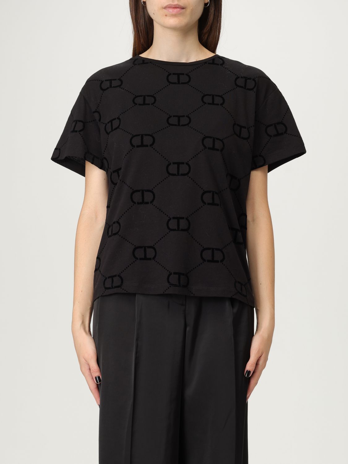 Twinset Logo-pattern T-shirt In Black