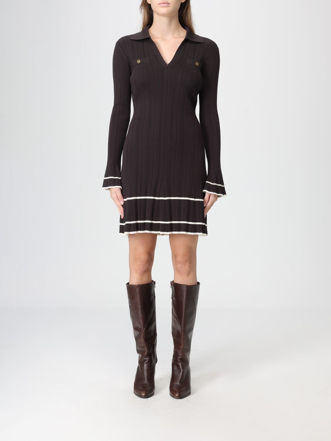 Twinset Button-detail Mini Dress In Black