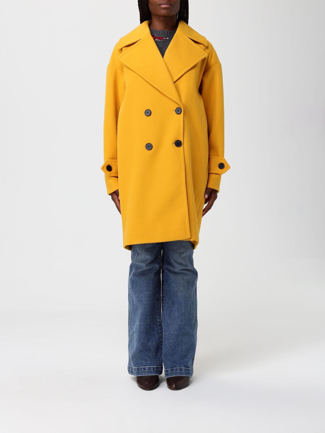 Twinset Actitude Coat Woman Color Yellow In Yellow