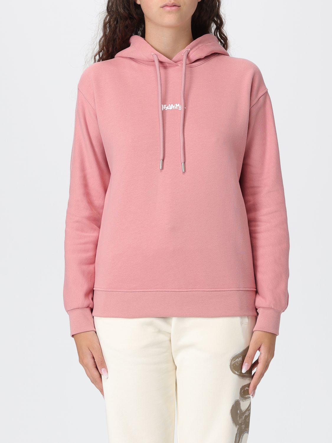 Disclaimer Woman Sweatshirt Salmon Pink Size L Cotton In Pink
