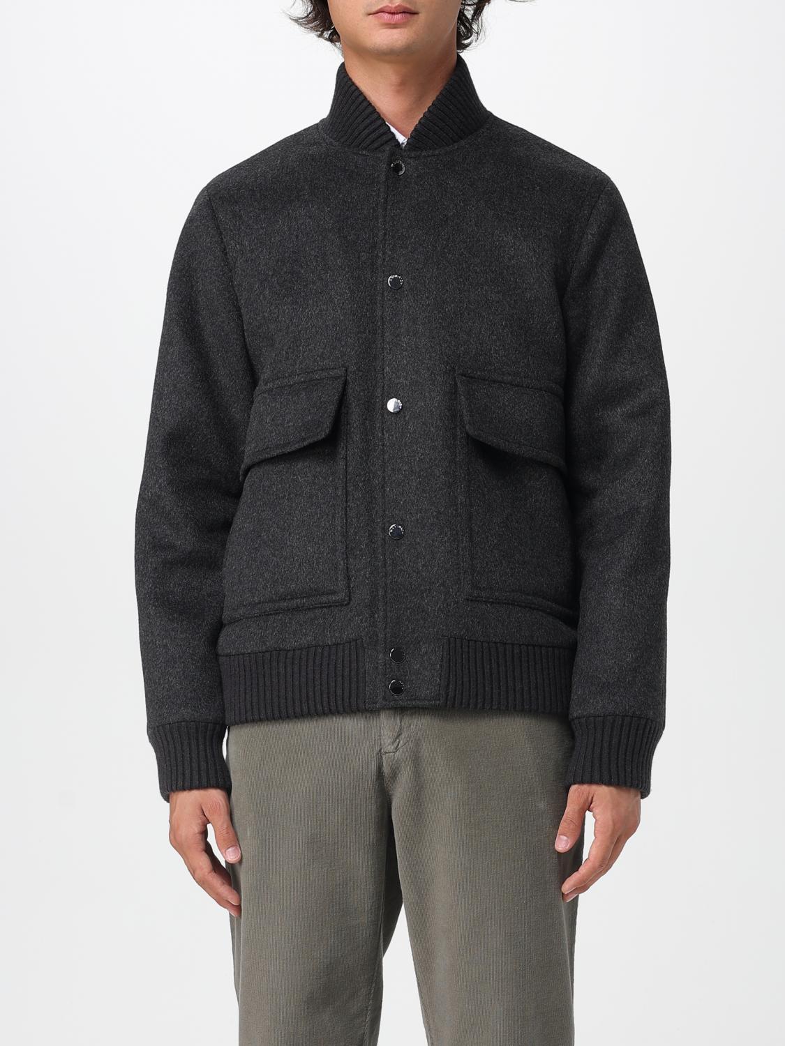 Woolrich Wool Twill Pocket Bomber In Gray