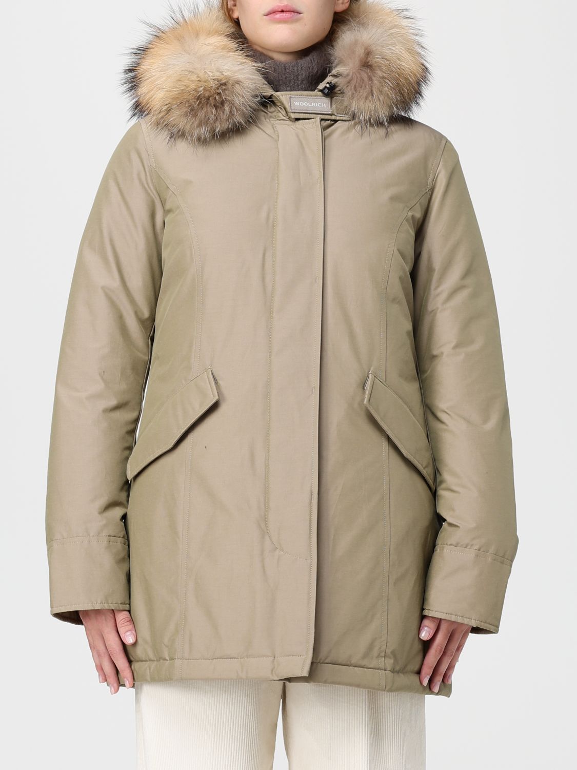 Woolrich Coat Woman Color Sand In Green
