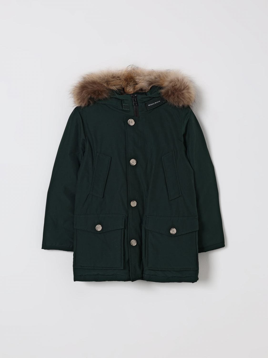 Woolrich Coat Kids Color Green In Green