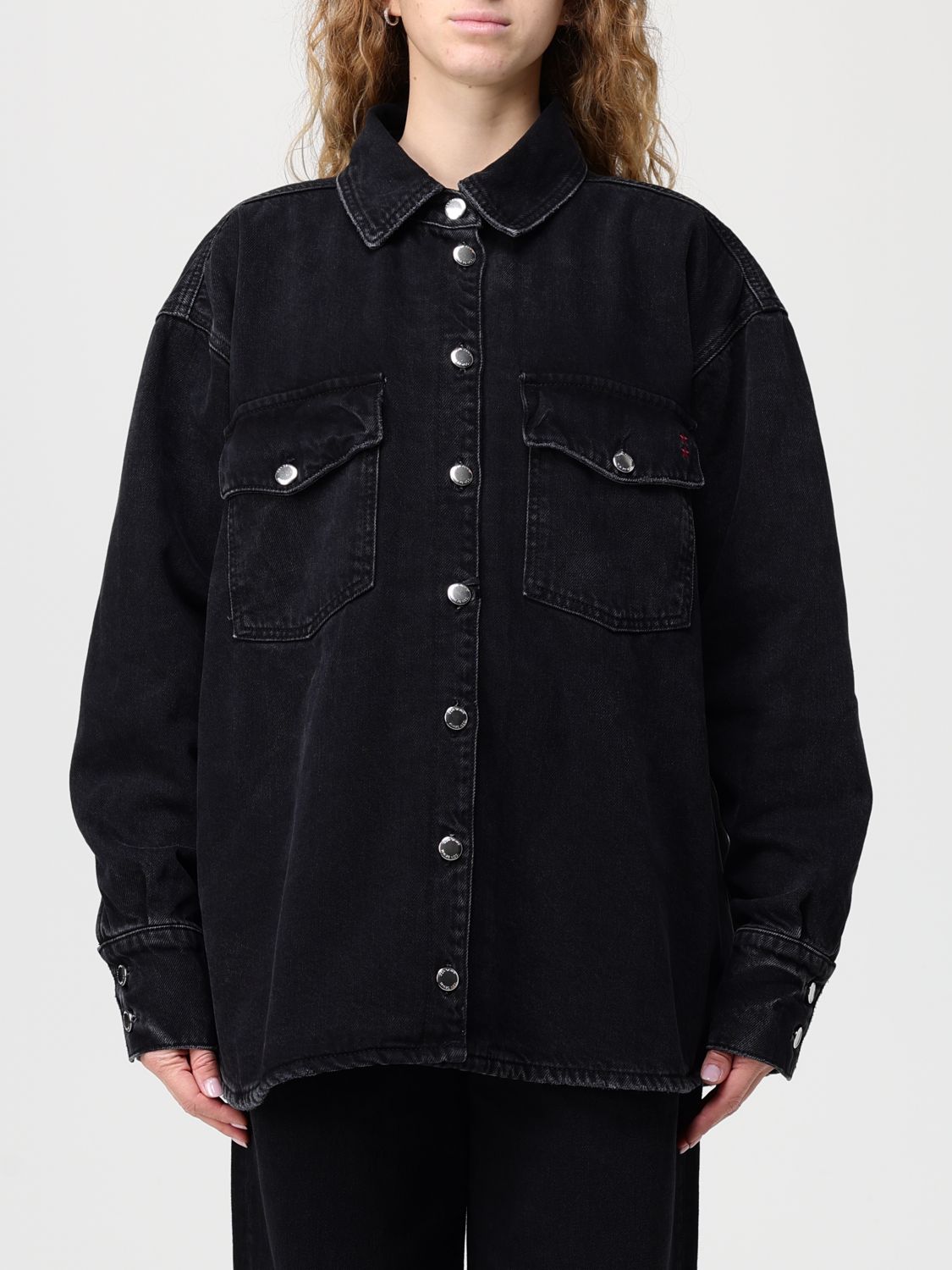 Icon Denim Los Angeles Jacket  Woman Color Graphite In Animal Print