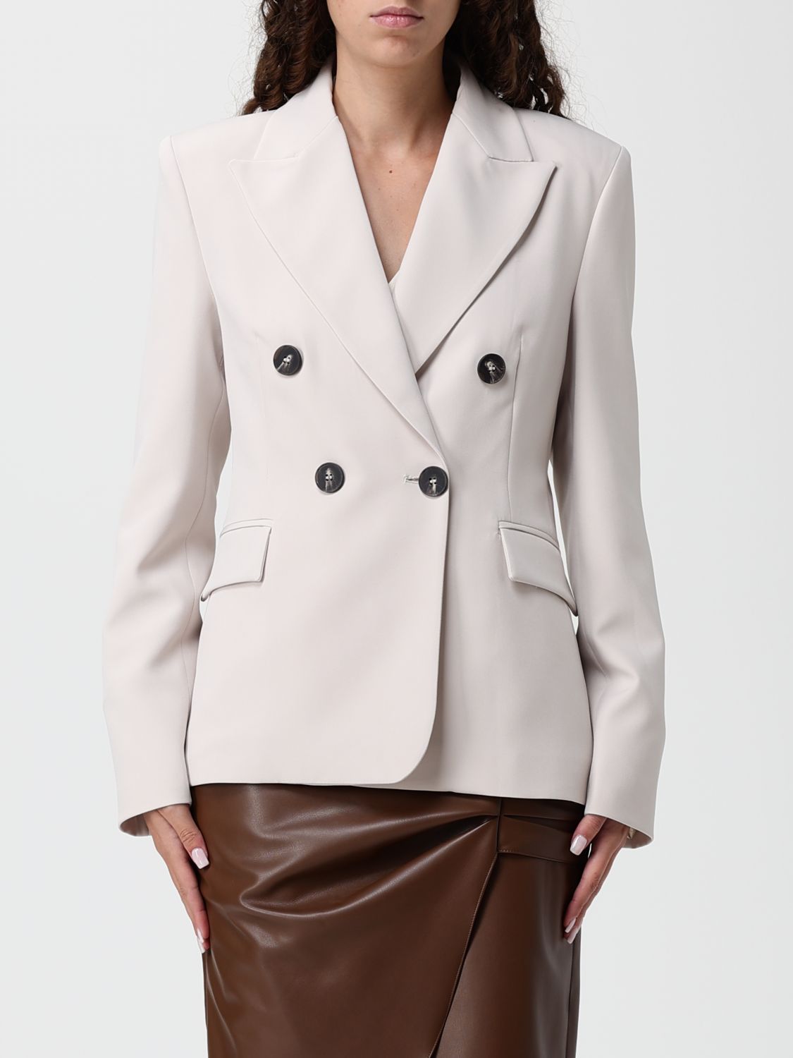 Hanita Blazer Woman Color Cream In White