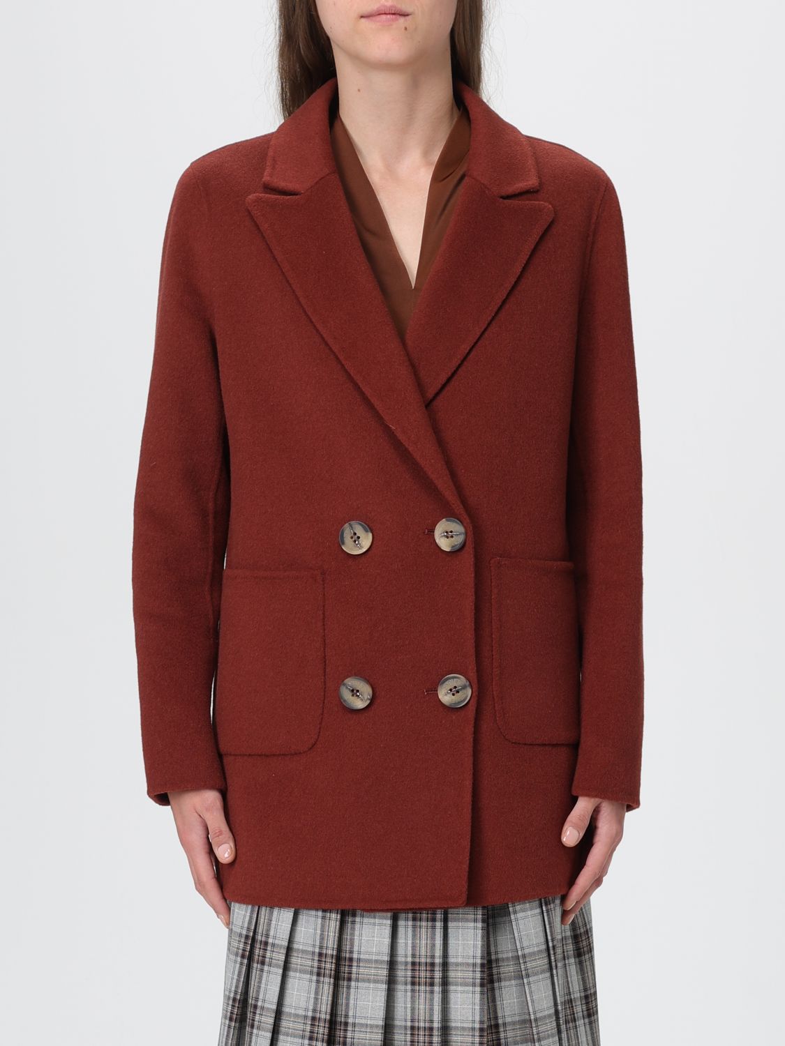Hanita Coat  Woman Color Leather In Brown