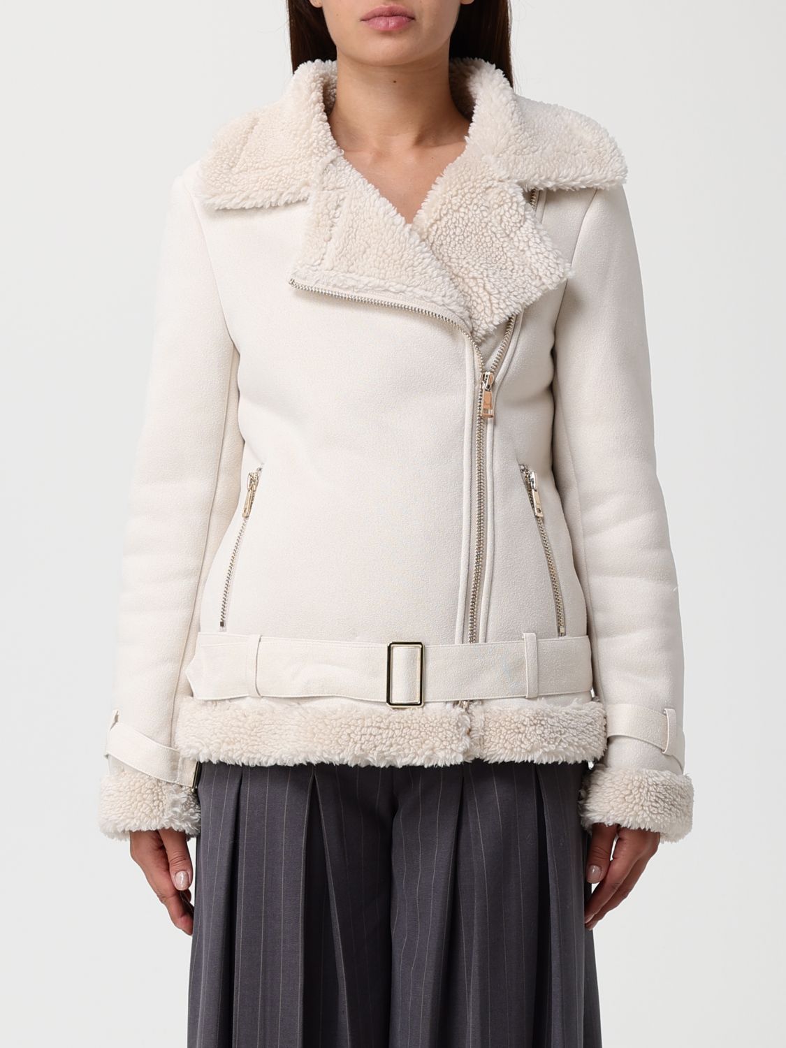 Hanita Coat Woman Color Cream In Multi